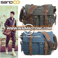 Mens Vintage School Military Shoulder Bag, Custom Leather Canvas Messenger Bag