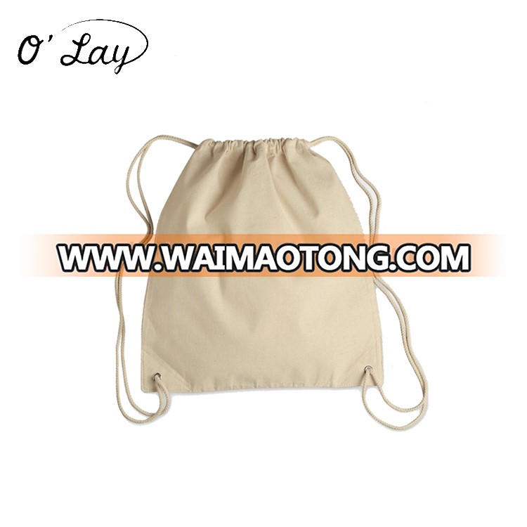 Customized 100% organic White cotton drawstring bags